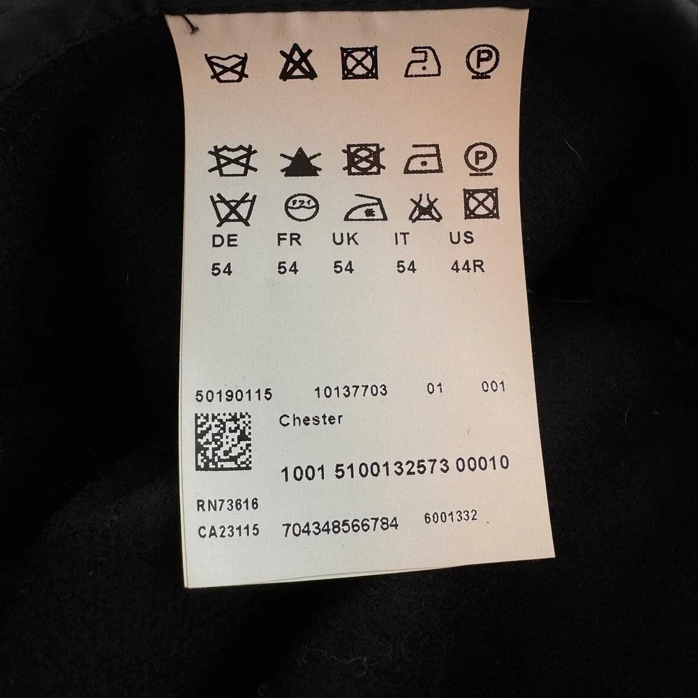Hugo Boss Chester Coat Mens 44R Black Virgin Wool Cashmere Blend Button Front